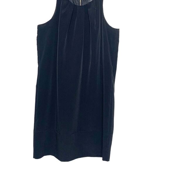 OLEG CASSINI Sleeveless Mini Shift Dress Pleated Front Scoop Neck Black Size S - Picture 2 of 11
